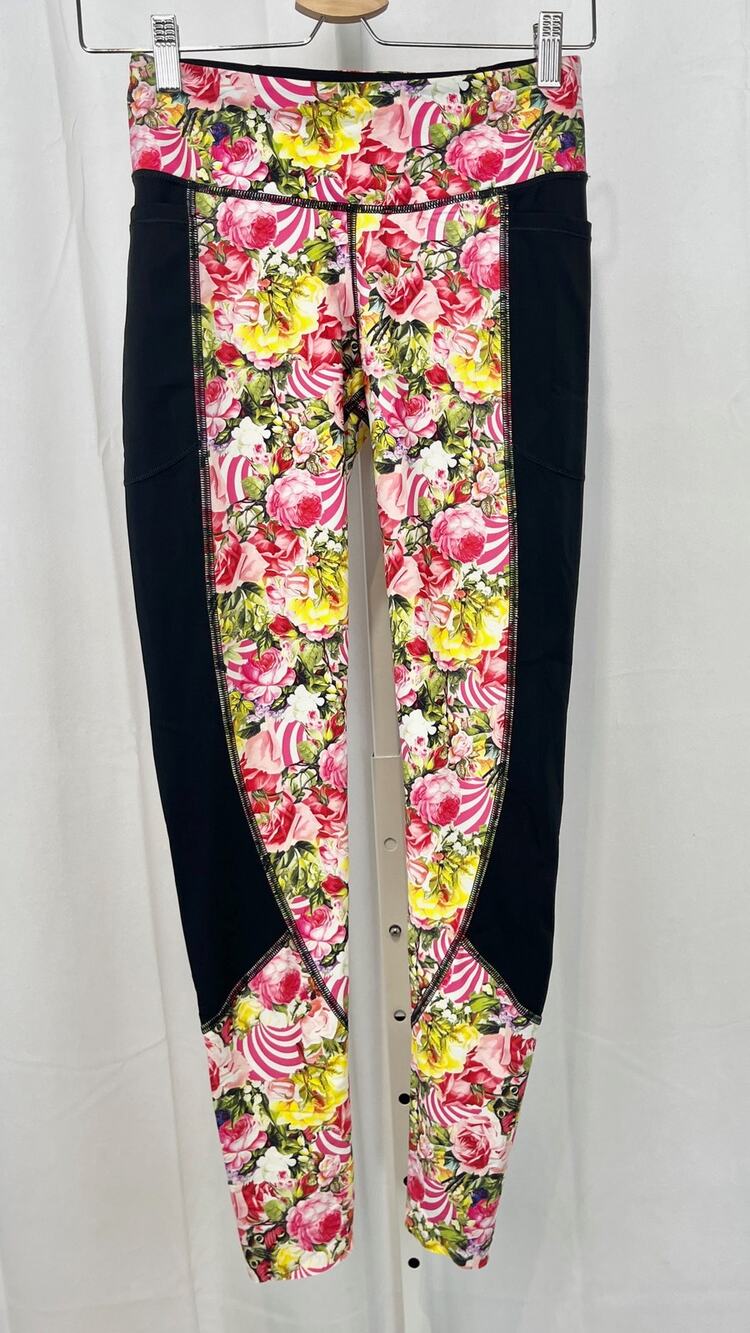 VICTORIAS SECRET Mary Katrantzou Sport Floral Leggings Black Pink Multicolor S